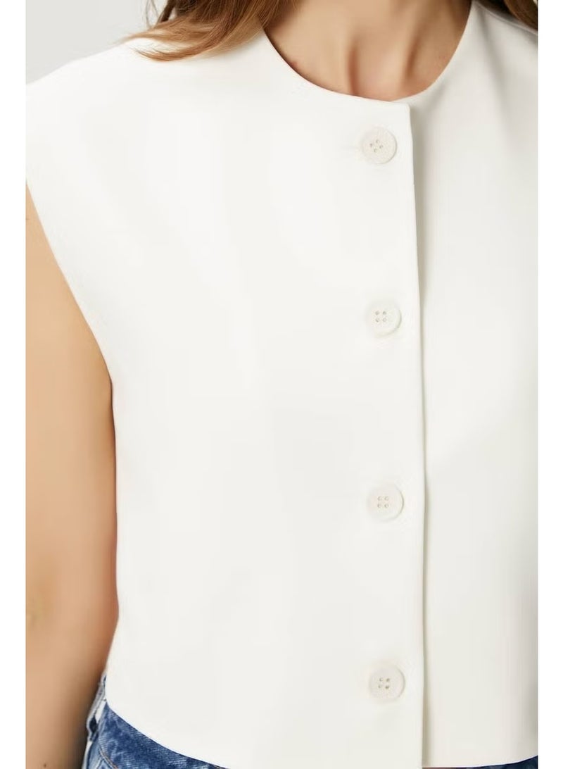 Ritnice Women's Power Ecru Lined Woven Vest - Image 4
